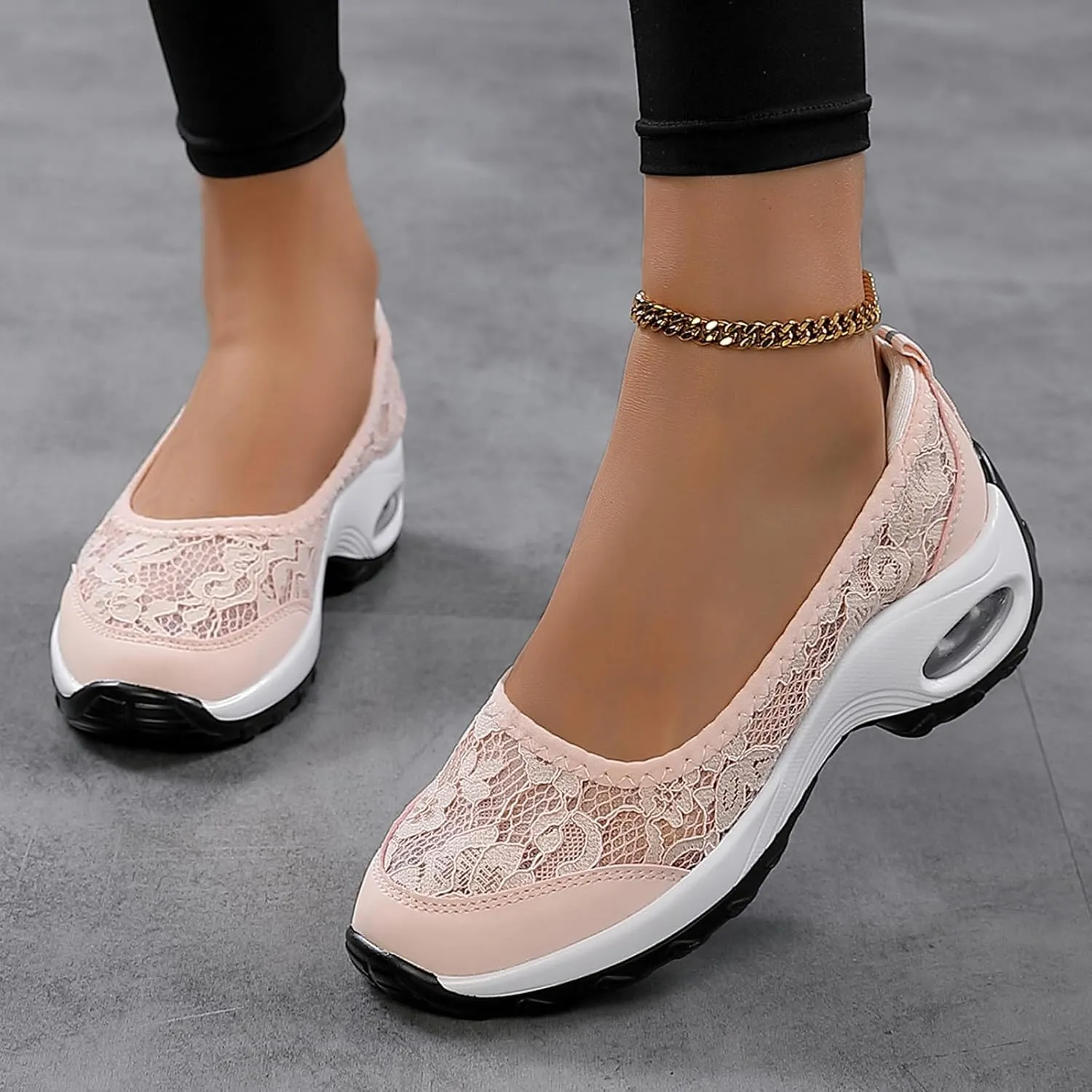 Women Sneakers Fashionable New Pattern Solid Color Lace Decoration Cute Thick Sole Flat Bottom Teal Shoes Women