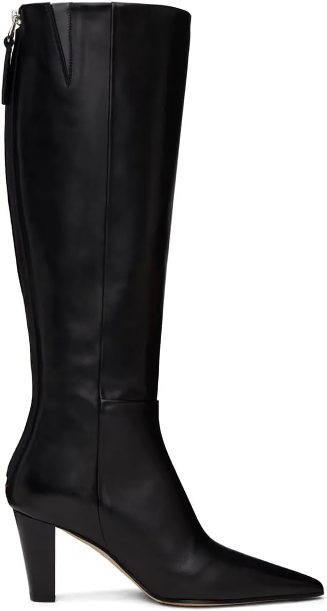 Women Vintage Chunky Block Heel Knee High Western Boots Pointed Closed Toe Snakeskin Boots Back Zipper Under Knee Combat Boots Two-Toned Fall Winter Boot Office Party Dressy Chic 4-11 M US