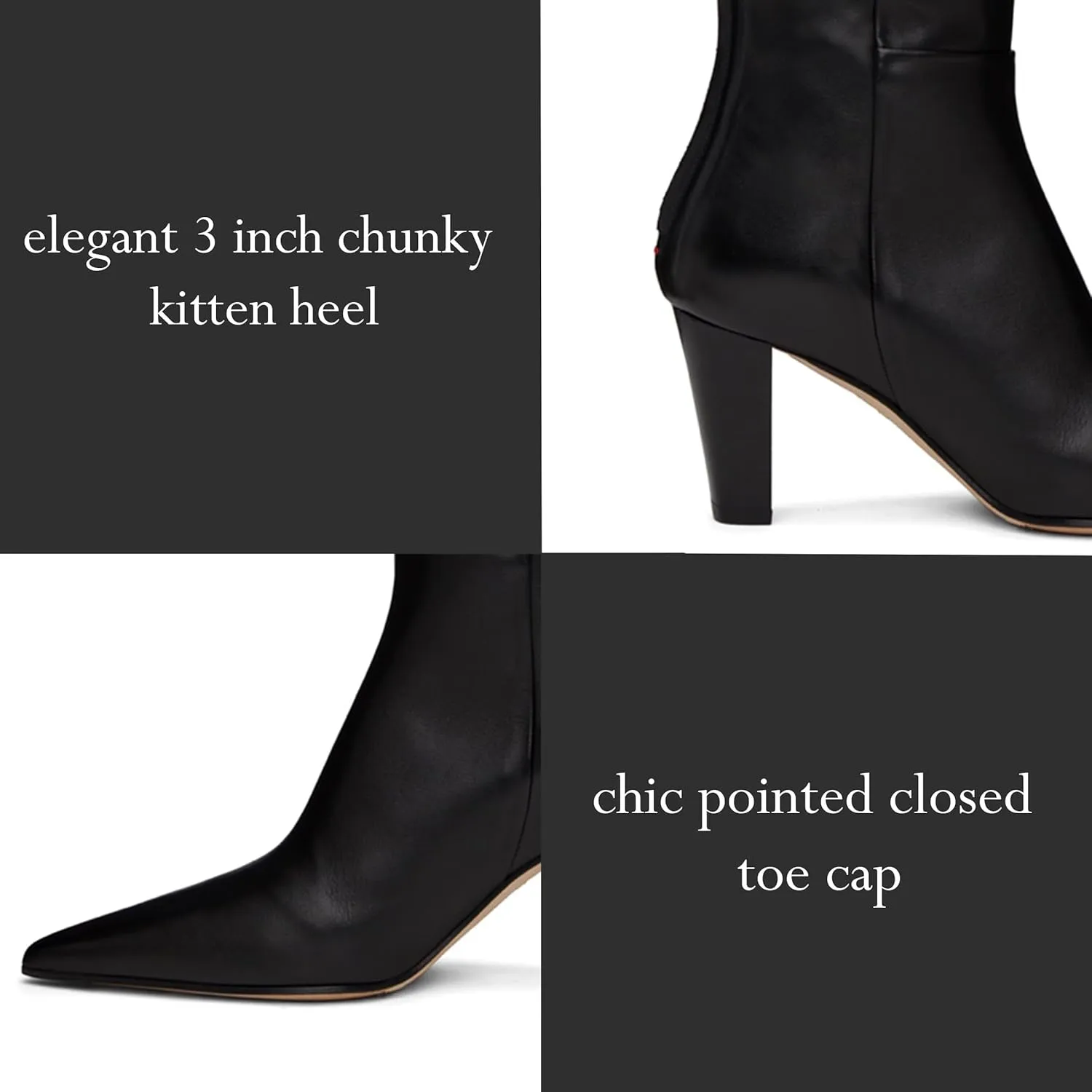 Women Vintage Chunky Block Heel Knee High Western Boots Pointed Closed Toe Snakeskin Boots Back Zipper Under Knee Combat Boots Two-Toned Fall Winter Boot Office Party Dressy Chic 4-11 M US