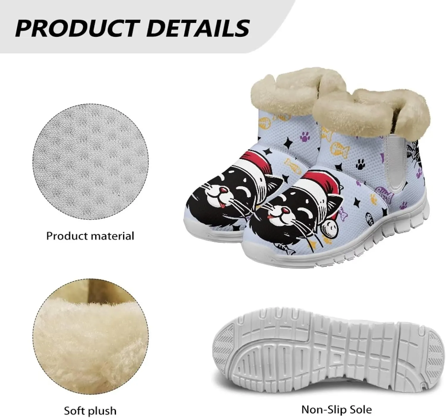 Women Warm Winter Shoes Ankle Booties with Plush Flannel Lining Memory Foam Non Slip Snow Booties