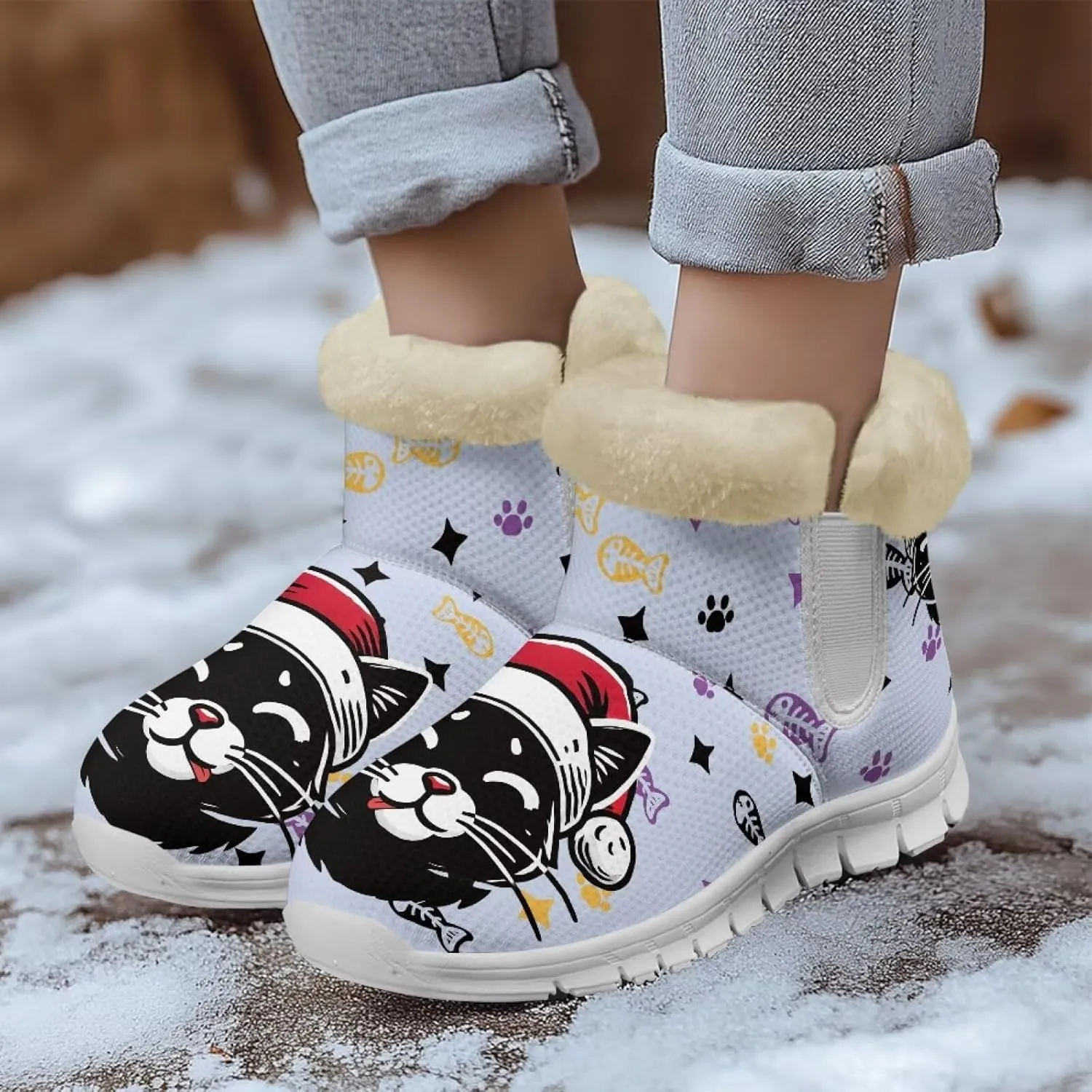 Women Warm Winter Shoes Ankle Booties with Plush Flannel Lining Memory Foam Non Slip Snow Booties