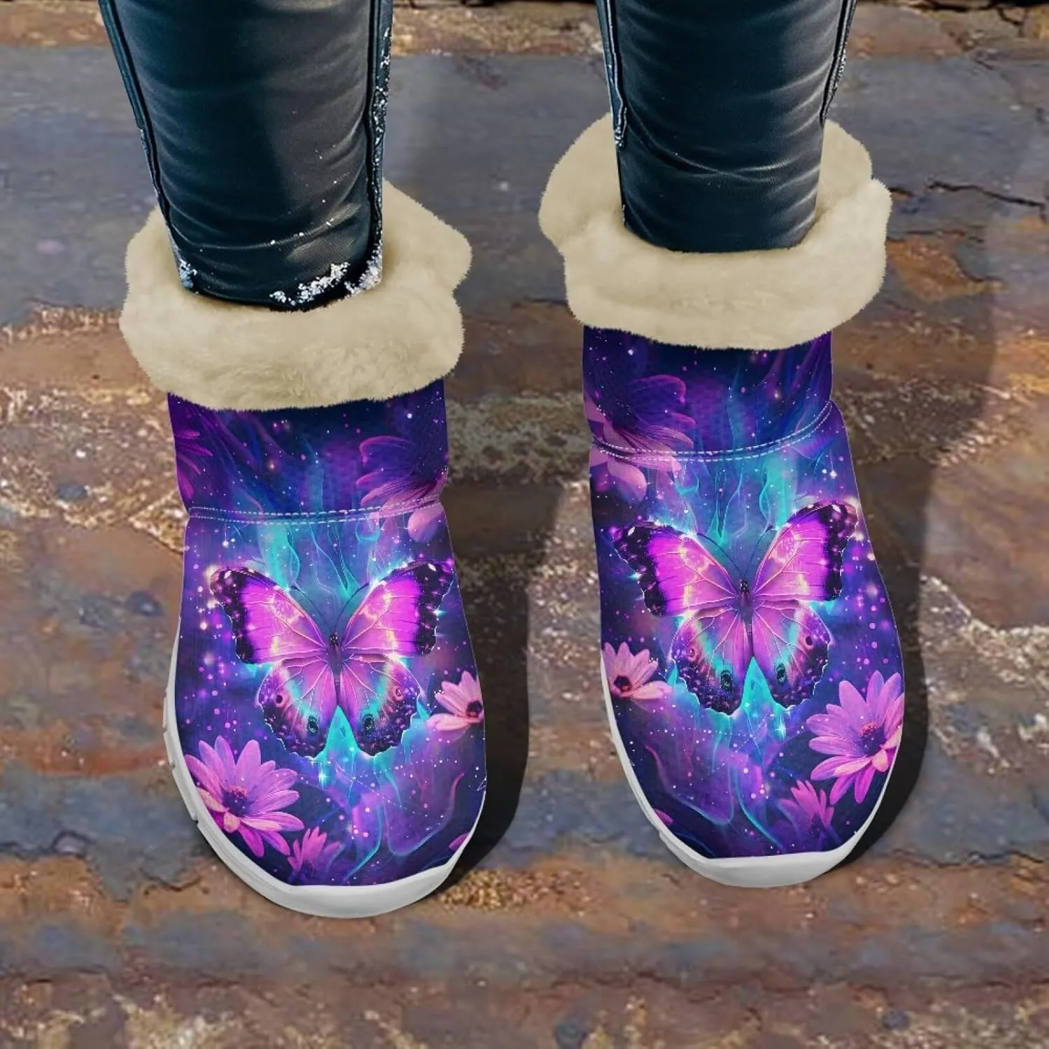 Women Warm Winter Shoes Ankle Booties with Plush Flannel Lining Memory Foam Non Slip Snow Booties