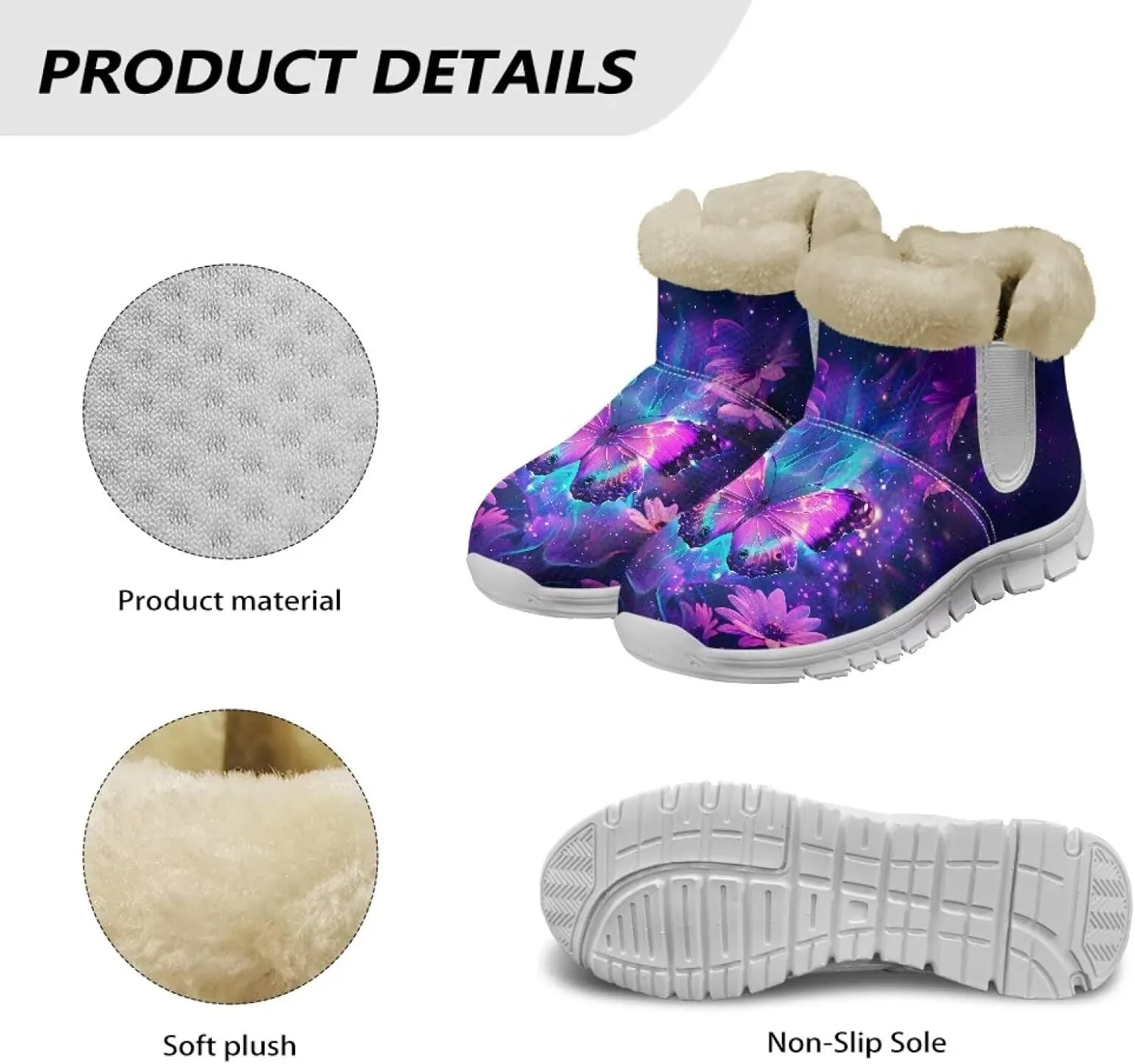 Women Warm Winter Shoes Ankle Booties with Plush Flannel Lining Memory Foam Non Slip Snow Booties