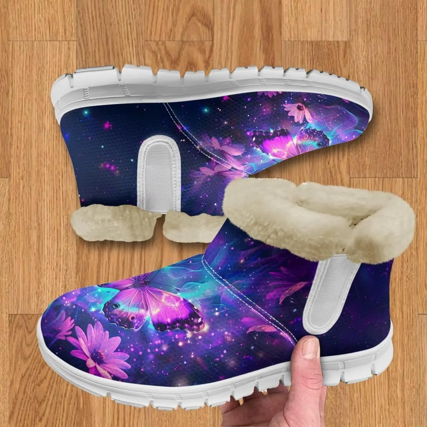 Women Warm Winter Shoes Ankle Booties with Plush Flannel Lining Memory Foam Non Slip Snow Booties