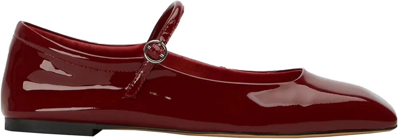 Women's Ankle Strap Flats Mary Jane Ballet Flats Women's Classic Square Toe Flats Stylish and Comfortable Dress Flats