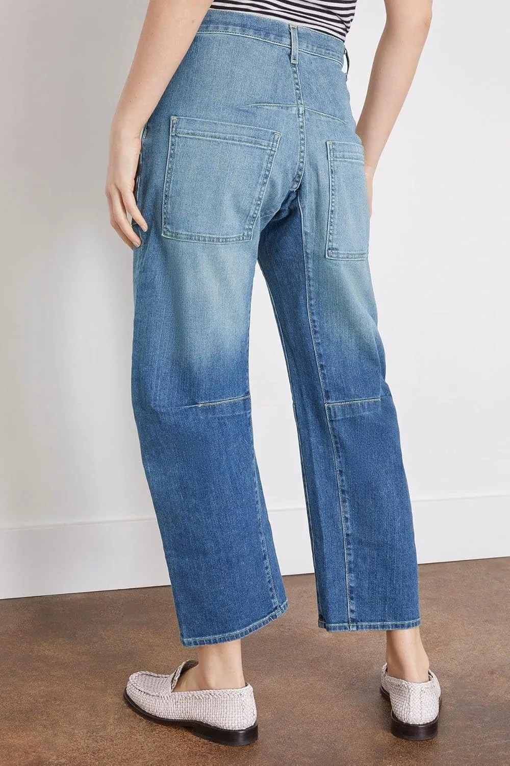 Women's Barrel Baggy Jeans Wide Leg Horseshoe Denim Pants High Waisted Boyfriend Y2K Vintage Jeans with Pockets