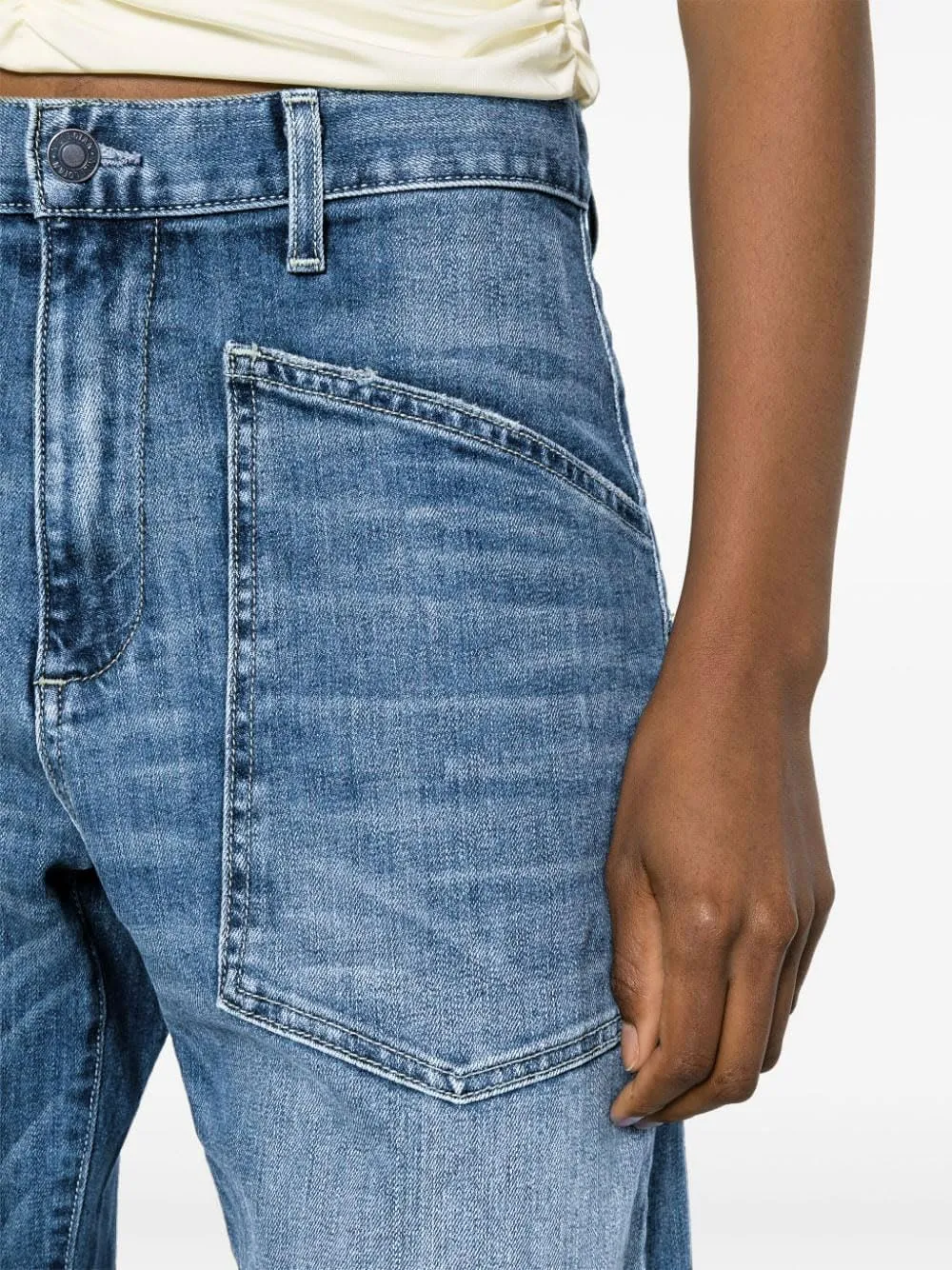 Women's Barrel Baggy Jeans Wide Leg Horseshoe Denim Pants High Waisted Boyfriend Y2K Vintage Jeans with Pockets