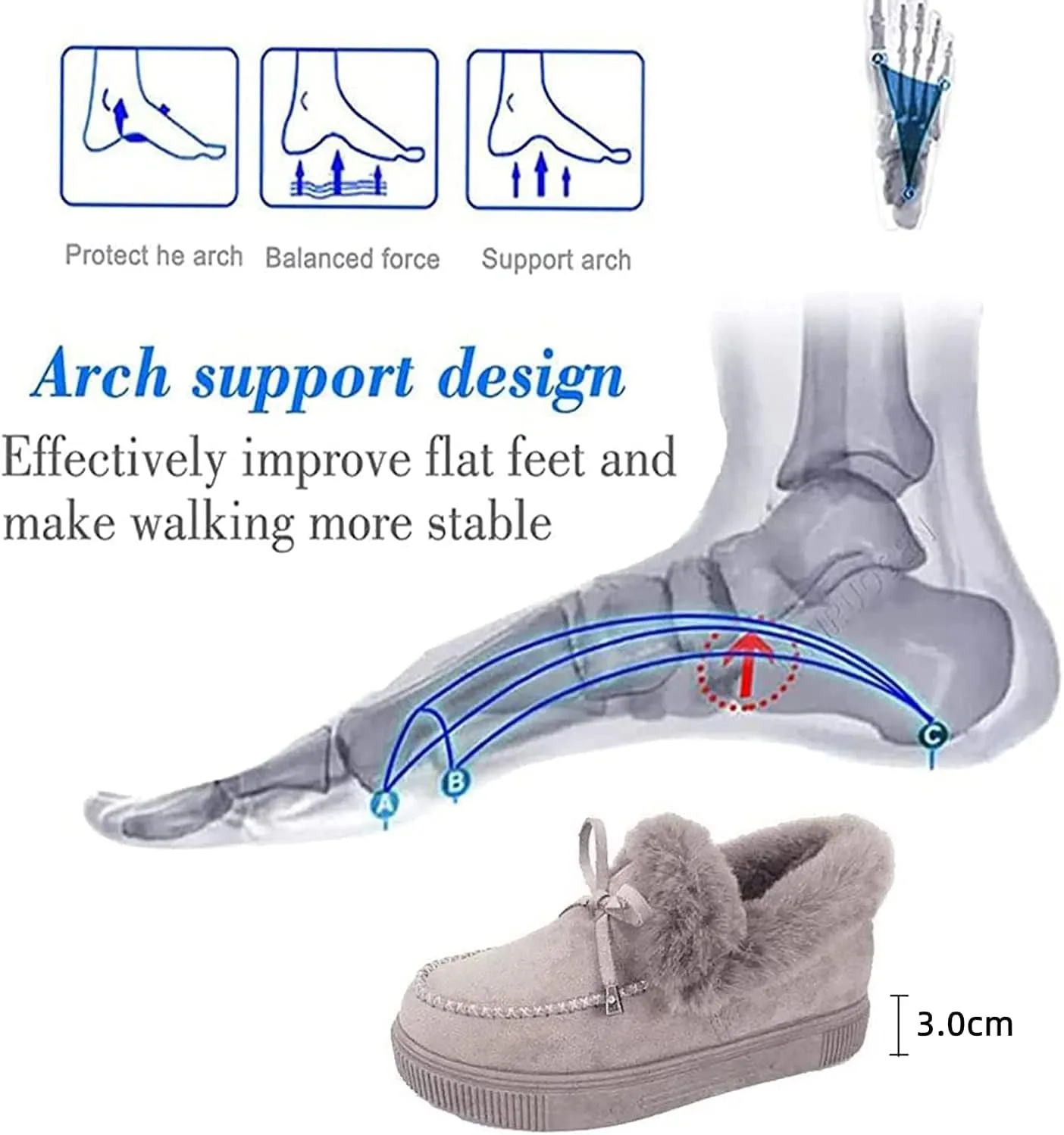 Women's Boots Round Head Thick Sole Orthopedic Arch-Support Wool Thick Warm Cotton Shoes