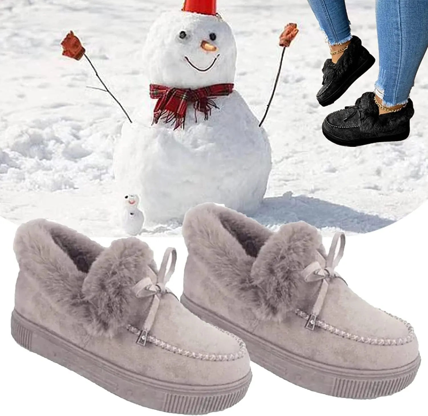 Women's Boots Round Head Thick Sole Orthopedic Arch-Support Wool Thick Warm Cotton Shoes