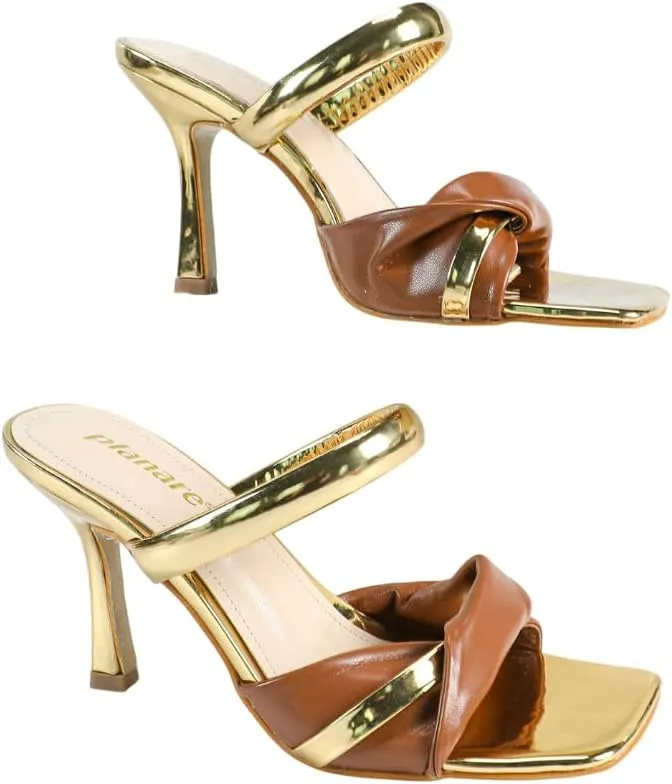 Women’s Brown Crocodile-Texture Pointed-Toe Slingback High-Heeled Sandals – Elegant Dress Shoes for Banquets & Business Events (Sizes 6–10.5)