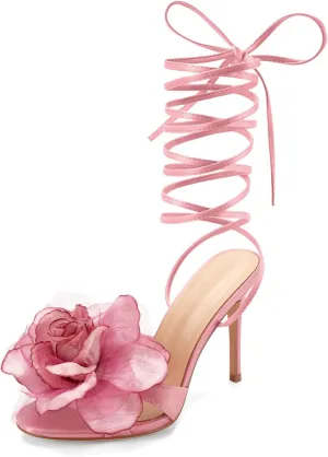 Women's Clear Strap High Kitten Transparent Heel Black Red Floral Heels Sexy Slip On Round Open Peep Toe Rhinestone Mules Slide Sandals Summer Backless Party Prom Dress Shoes 3 Inch