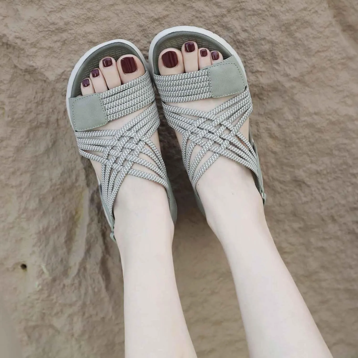Women's Comfortable Open Toe Sandals with Thick Platform Sole for Casual Wear Summer Walking Beach Vacation