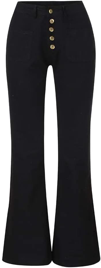 Women's Flare Jeans High Waisted Wide Leg Bell Bottom Denim Pants Butt Lift Retro Bootcut Stretch Trouser with Pockets