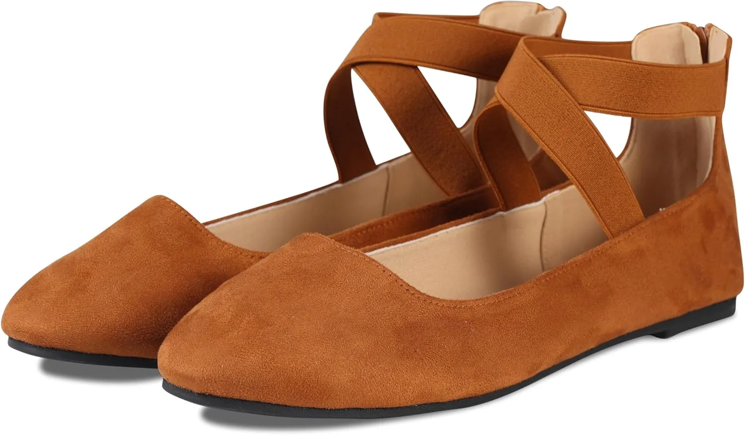 Women's Flats Comfortable Fashion Shoes for Women with Elastic Ankle Straps Dressy Ballerina Style Closed Toe s for Women Casual Flat
