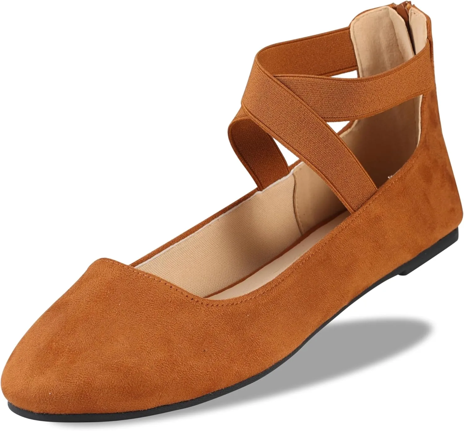 Women's Flats Comfortable Fashion Shoes for Women with Elastic Ankle Straps Dressy Ballerina Style Closed Toe s for Women Casual Flat