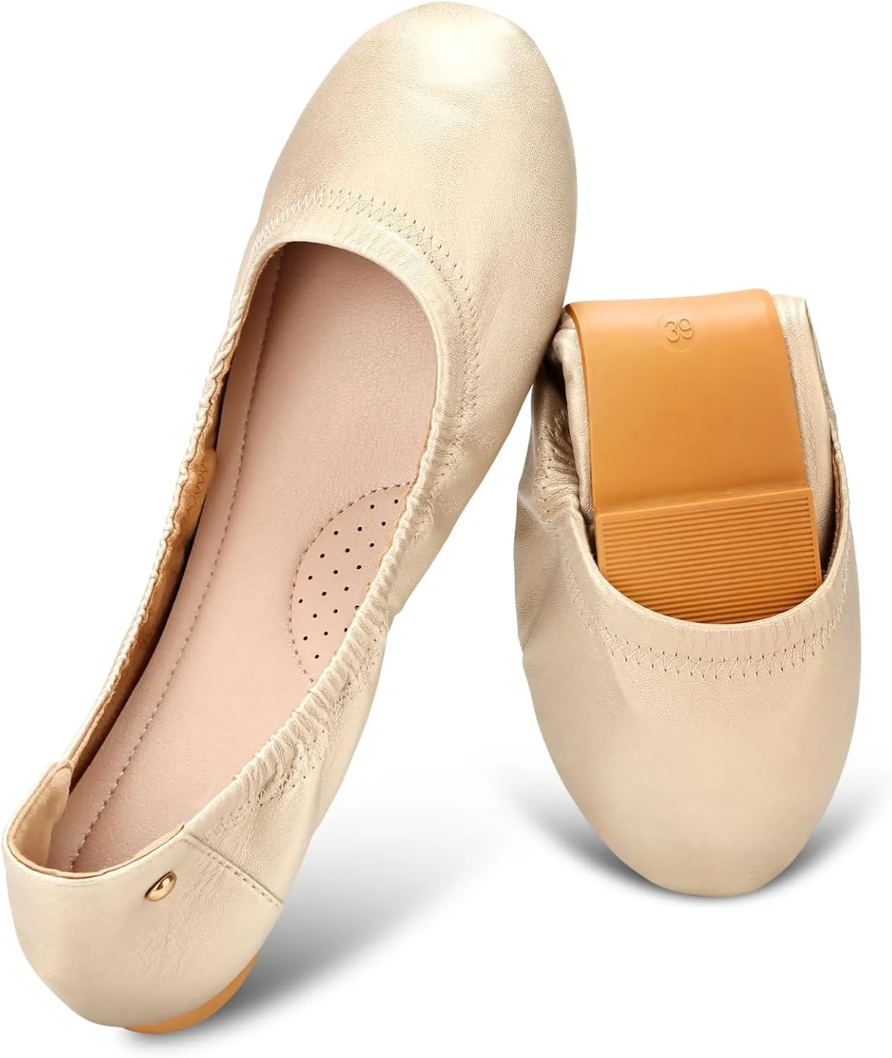 Women's Flats Foldable Ballet Flats for Women Comfortable Ballerina Flats Roll Up Flats for Wedding Party Travel