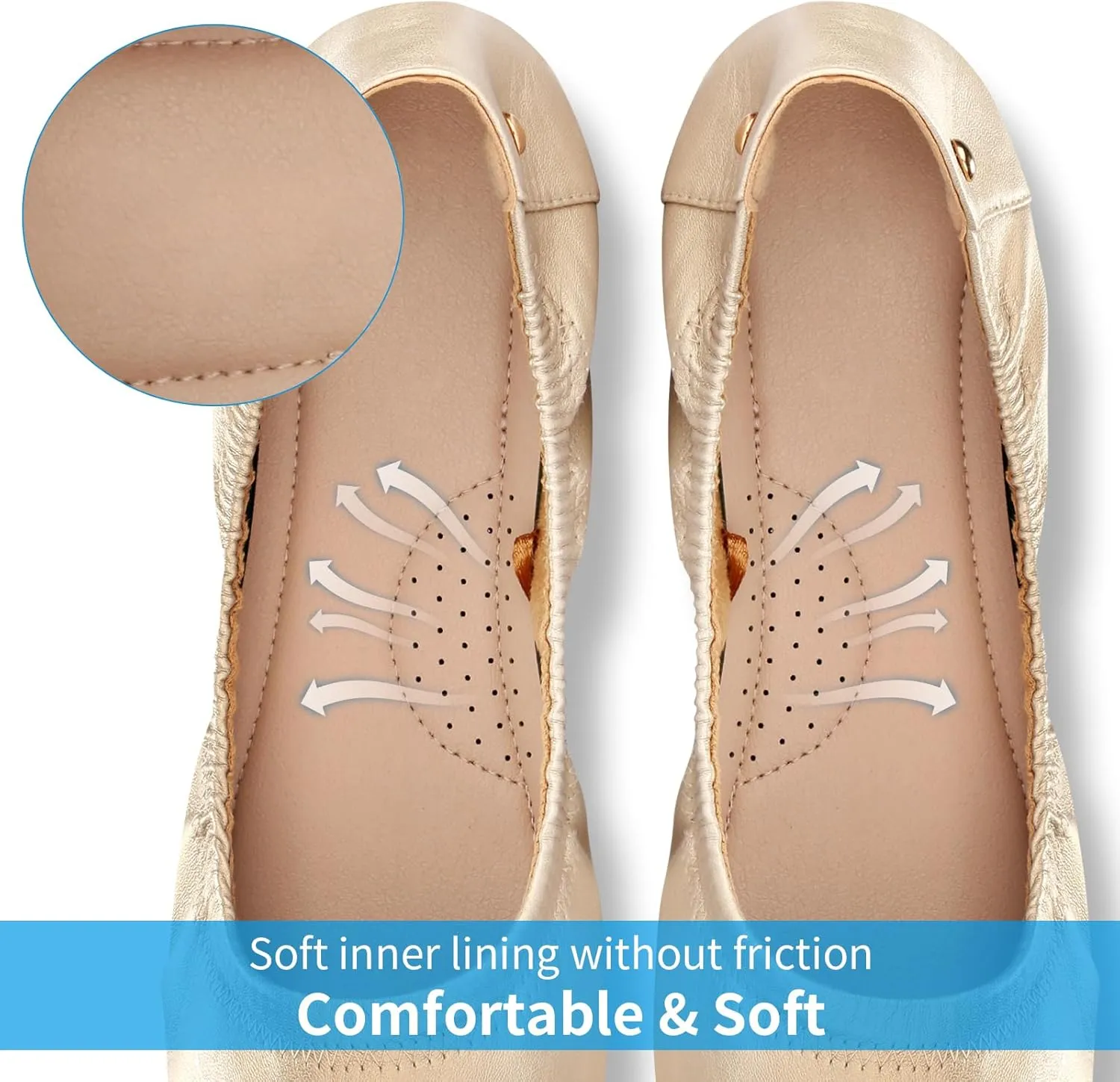 Women's Flats Foldable Ballet Flats for Women Comfortable Ballerina Flats Roll Up Flats for Wedding Party Travel