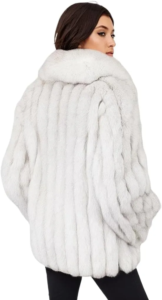 Womens Fuax Fur Coat Winter Warm Fluffy Faux Fur Parka Jacket Thick Plus Size Outerwear Overcoat