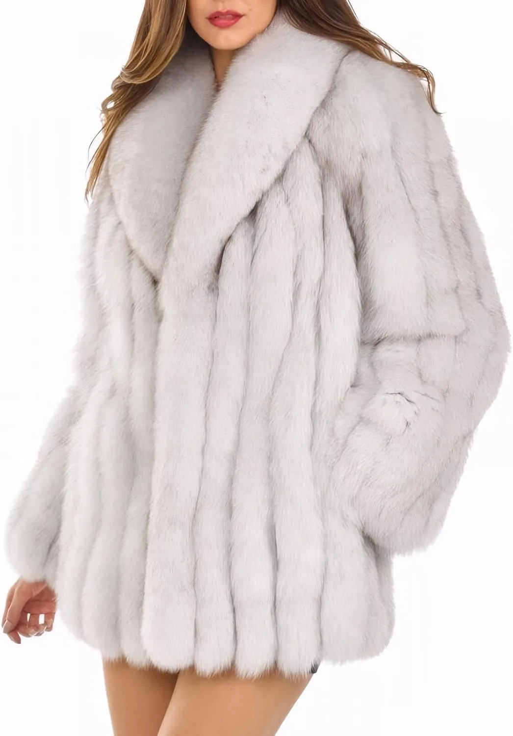 Womens Fuax Fur Coat Winter Warm Fluffy Faux Fur Parka Jacket Thick Plus Size Outerwear Overcoat