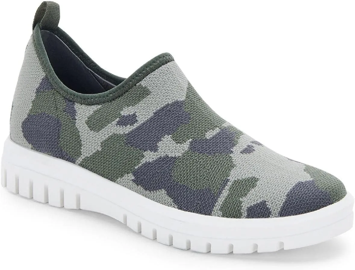 Womens Green Animal Print Comfort Removable Insole Stretch Waterproof Treaded Felicity Round Toe Wedge Slip On Sneakers Shoes 8.5 M