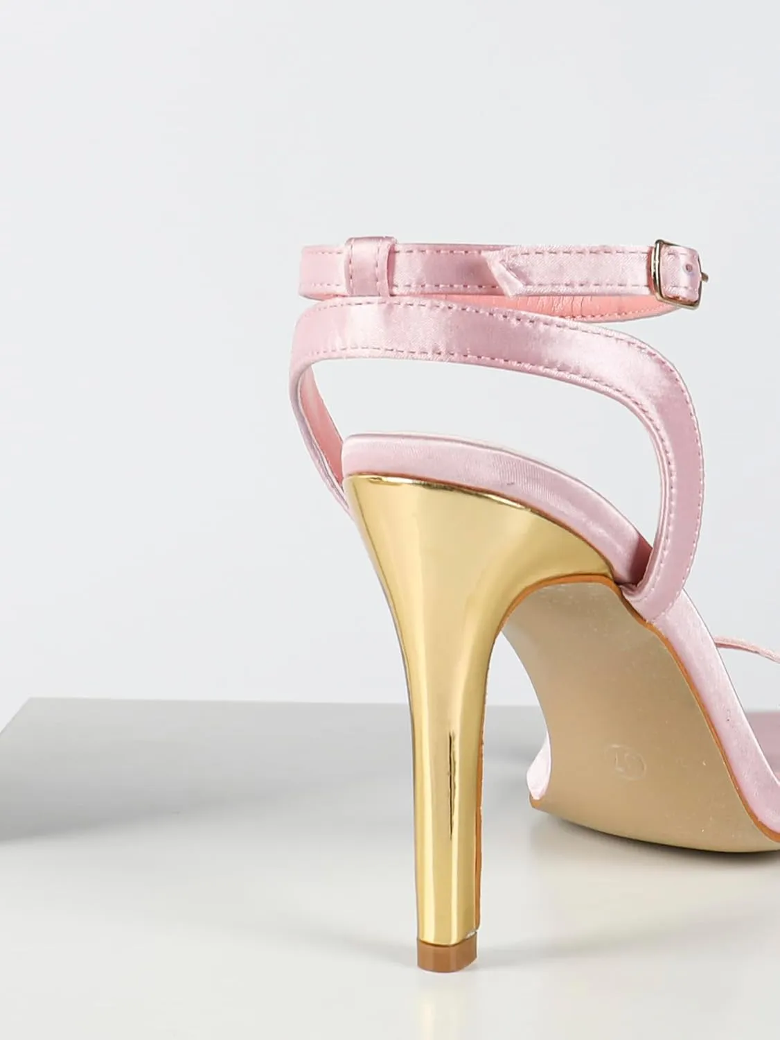 Women's High Heel Sandals – Elegant Strappy Evening Shoes with Gold Heel, Romantic Pointed-Toe Party Heels for Weddings & Special Occasions