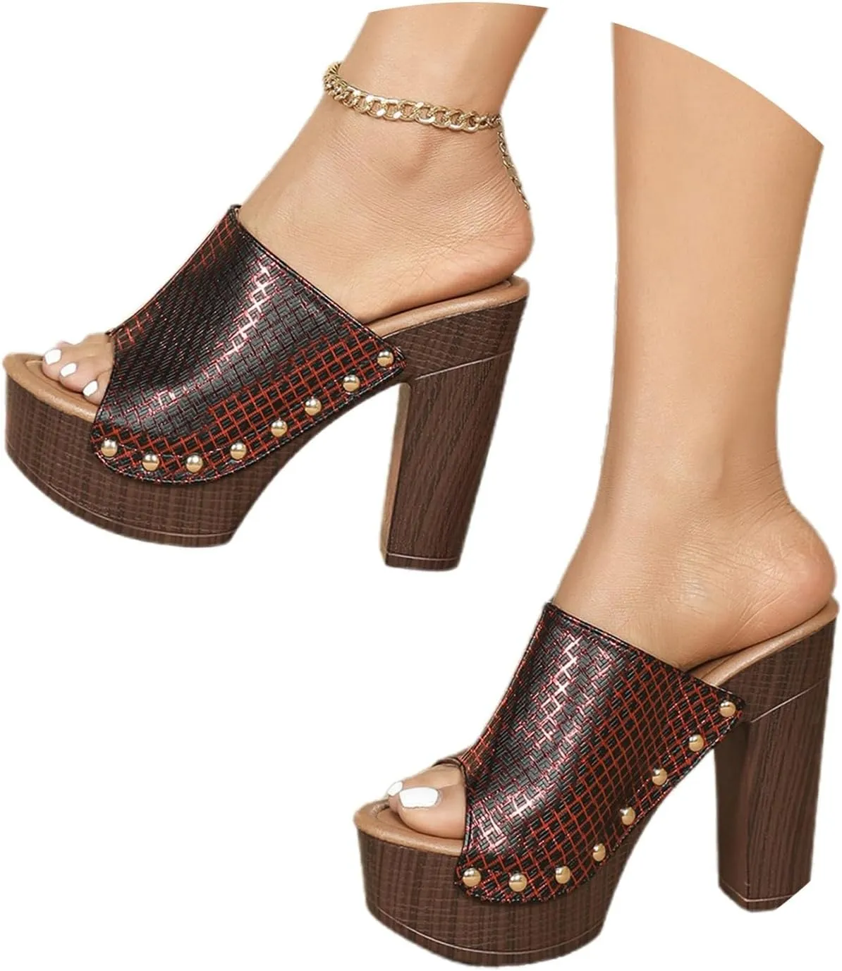 Women's High Heel Slippers Open Toe Sandals Casual Wear Vacation Summer Spring Comfortable Slippers Women for Home