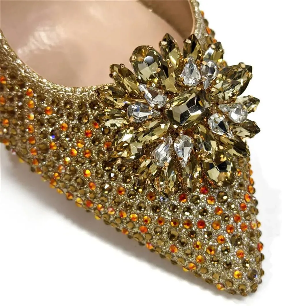 Women's Italian Shoes and Bags Set with Rhinestone Wedding Party Shoes Bridal Designer Luxury Sandals