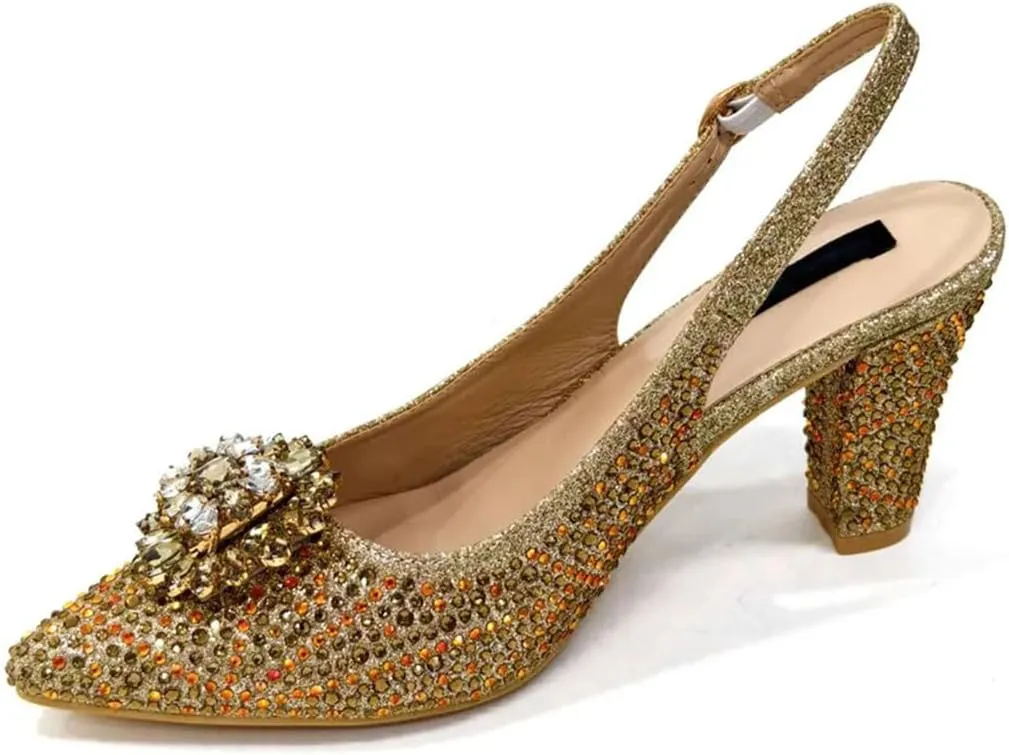 Women's Italian Shoes and Bags Set with Rhinestone Wedding Party Shoes Bridal Designer Luxury Sandals