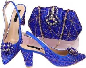 Women's Italian Shoes and Bags Set with Rhinestone Wedding Party Shoes Bridal Designer Luxury Sandals
