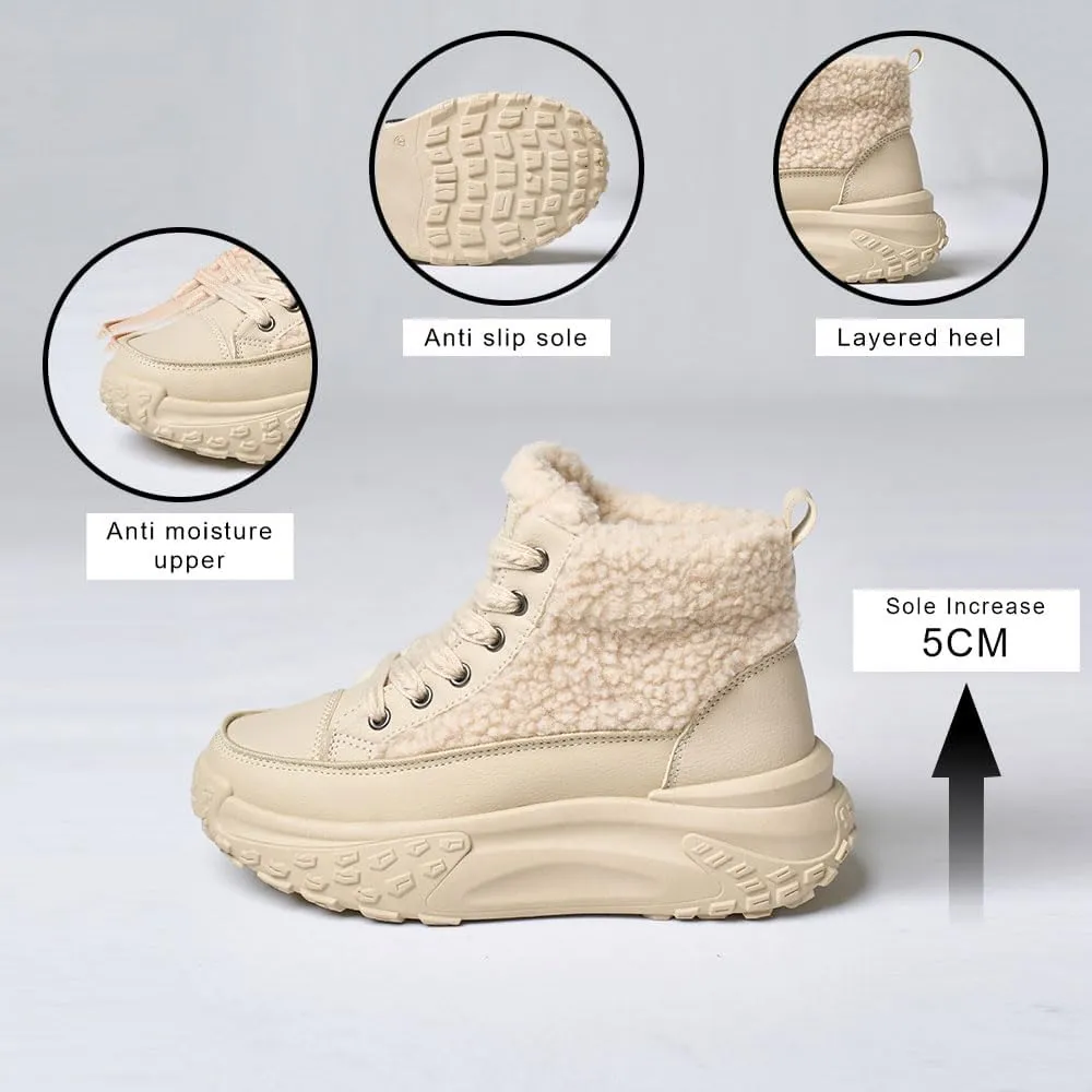 Women's Lace Up Winter Sports Shoes, Lightweight Hiking Shoes, Warm Casual Shoes