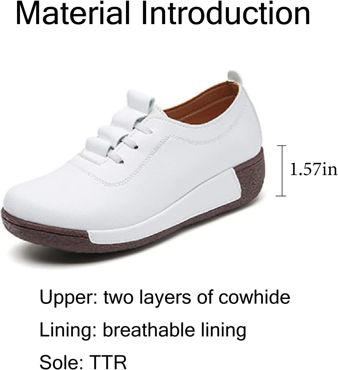 Women's Leather Platform Wedge Rocker Shoes Fashion Round Head Slip-On Thick Heel Walking Loafers Casual Non-Slip Comfort Work Office Dress Shoes