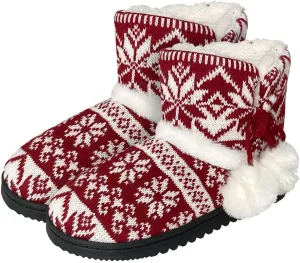 Women's Men's Bootie Slippers Indoor Outdoor Warm House Slippers Memory Foam Fleece Booties Pom Poms Anti-Slip High Top House Booties (Size 4-9.5 US)