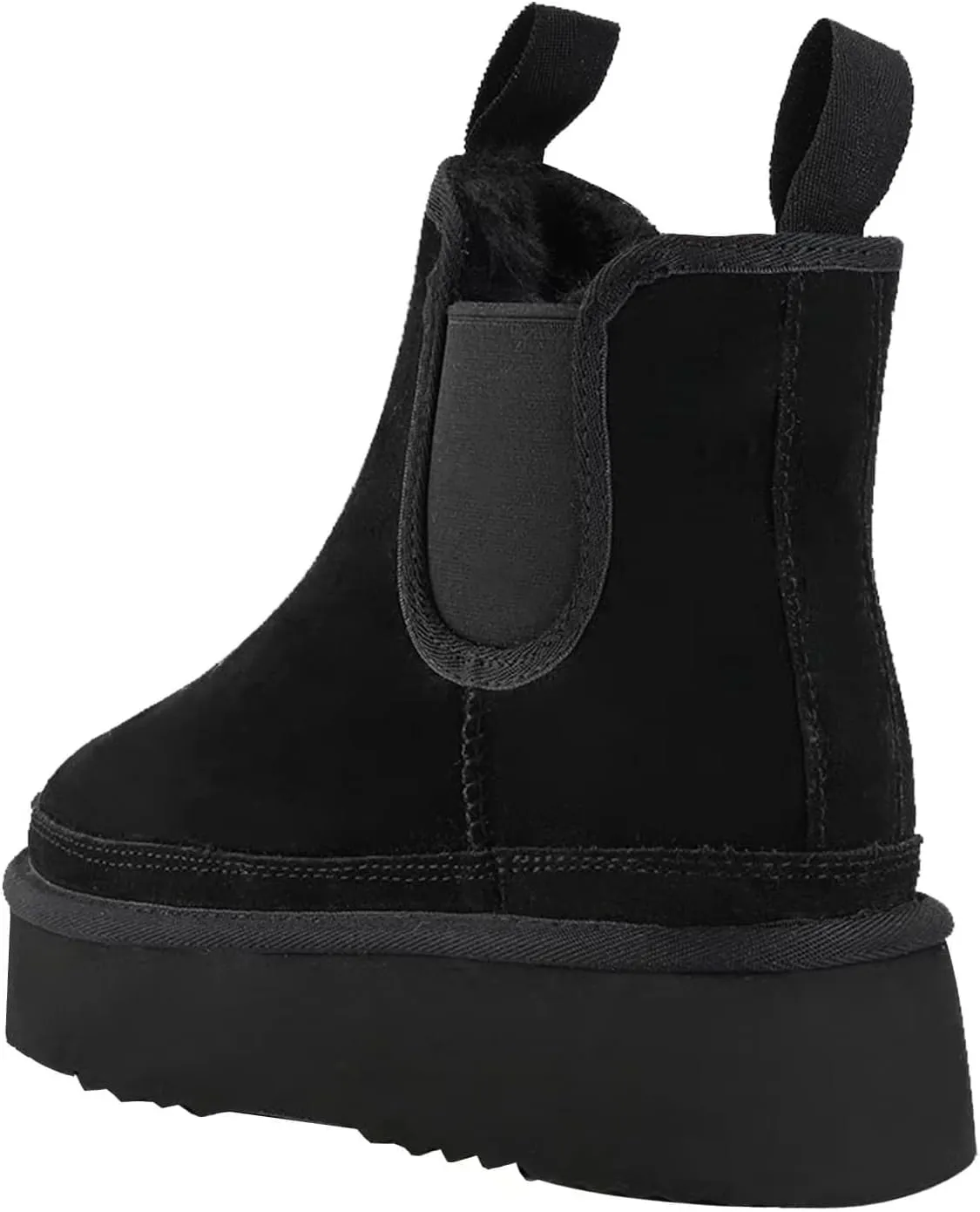 Women's Mini Snow Boots Platform Chelsea Winter Warm Faux Fur Lined Suede Indoor Outdoor Anti-Slip Classic Comfortable Flat Ankle Bootie