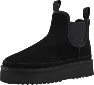Women's Mini Snow Boots Platform Chelsea Winter Warm Faux Fur Lined Suede Indoor Outdoor Anti-Slip Classic Comfortable Flat Ankle Bootie
