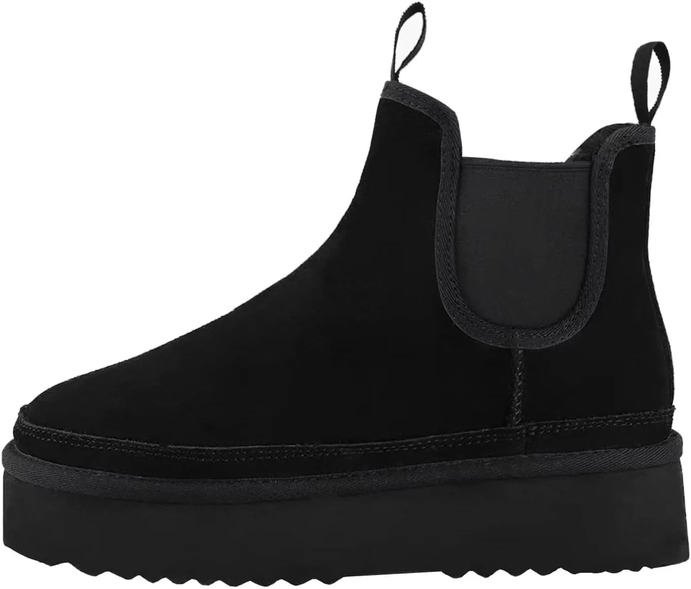 Women's Mini Snow Boots Platform Chelsea Winter Warm Faux Fur Lined Suede Indoor Outdoor Anti-Slip Classic Comfortable Flat Ankle Bootie