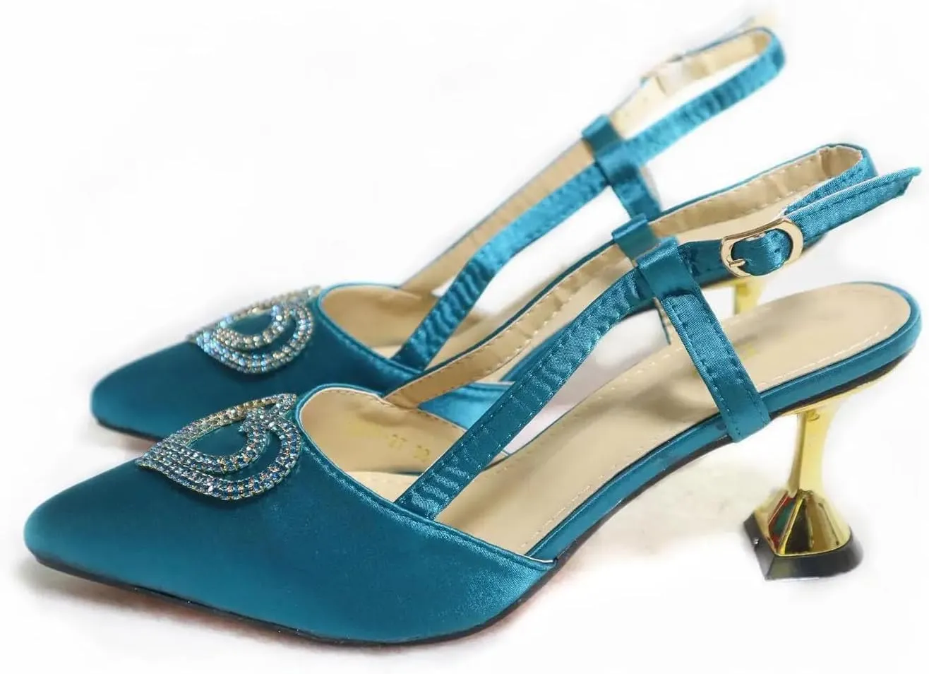 Womens Nigerian Inspired Designer Evening Shoes and Clutch Set Rhinestone Pattern High Heels for Bridal Party