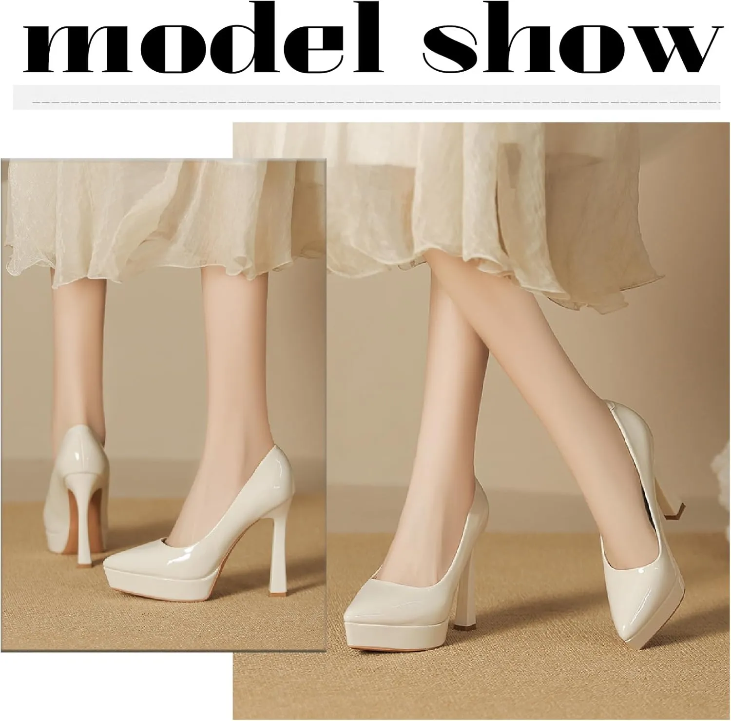 Women's Patent Leather Platform Stiletto Pumps Sexy Closed Pointed Toe Slip On Comfortable High Heels Sandals for Party Wedding Date Office Dress Shoes