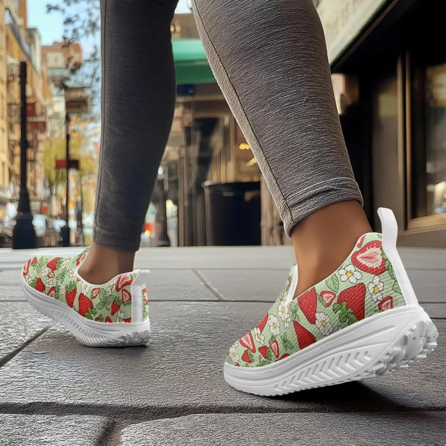 Womens Platform Shoes Loafers for Women Slip On Fashion Sneakers Walking Jogging Shoes Non Slip Womens Casual Mesh Loafers