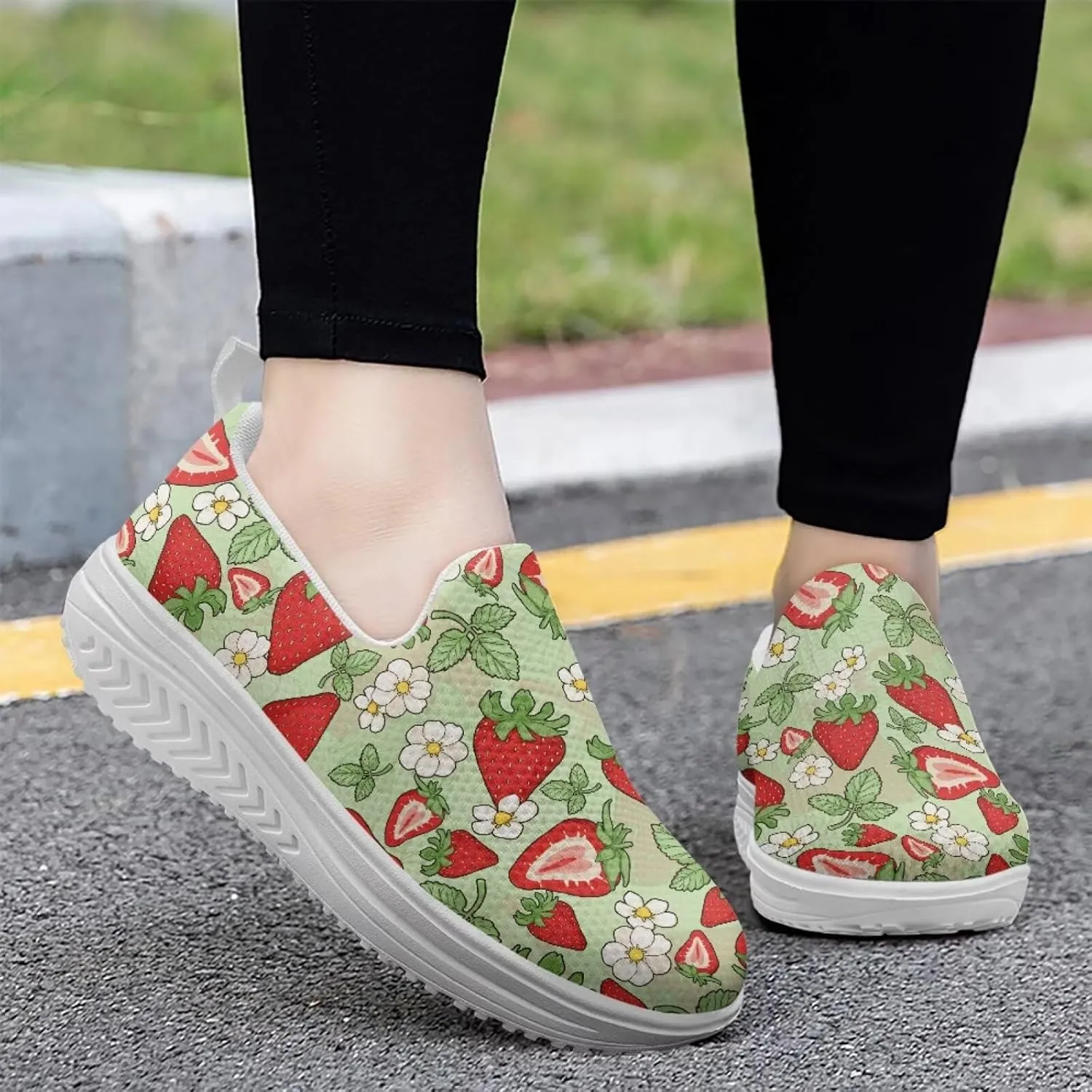 Womens Platform Shoes Loafers for Women Slip On Fashion Sneakers Walking Jogging Shoes Non Slip Womens Casual Mesh Loafers