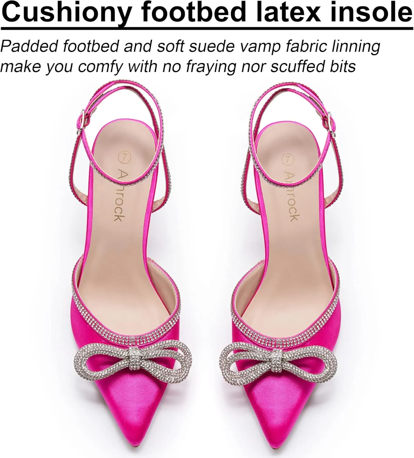 Women's Rhinestone Bow Heels Sparkly Wedding Closed Pointed Toe High Sexy Satin Stiletto Ankle Strap Pumps Bridal Dress Heeled Sandals