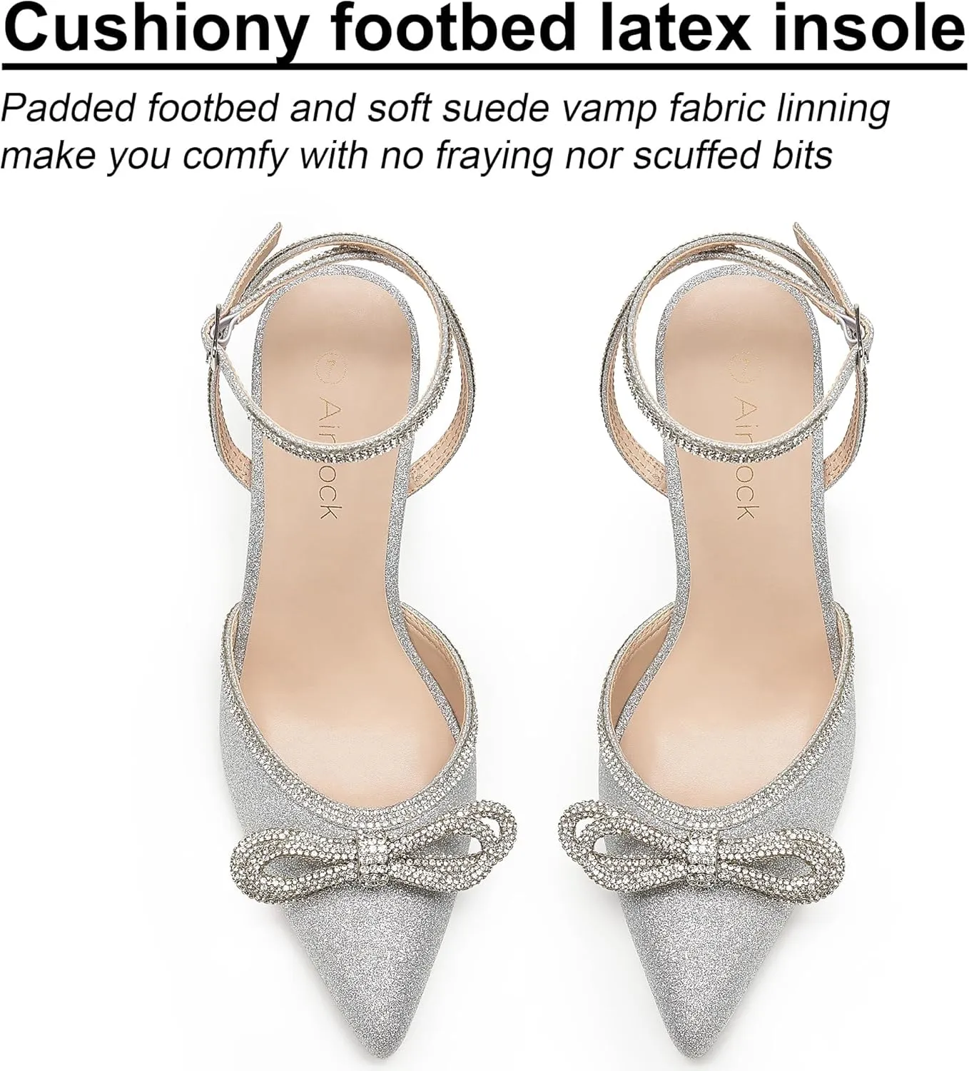 Women's Rhinestone Bow Heels Sparkly Wedding Closed Pointed Toe High Sexy Satin Stiletto Ankle Strap Pumps Bridal Dress Heeled Sandals