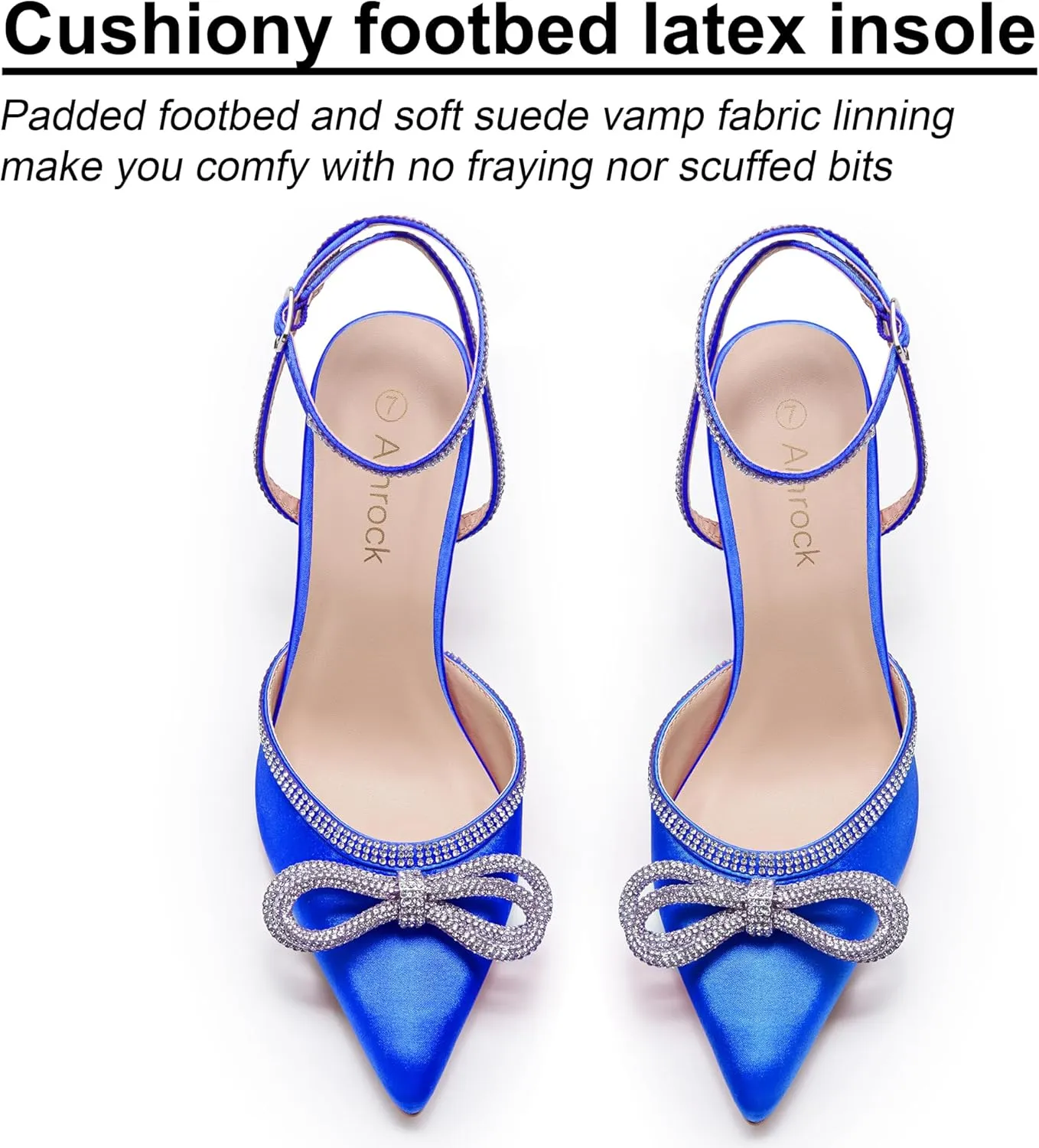 Women's Rhinestone Bow Heels Sparkly Wedding Closed Pointed Toe High Sexy Satin Stiletto Ankle Strap Pumps Bridal Dress Heeled Sandals