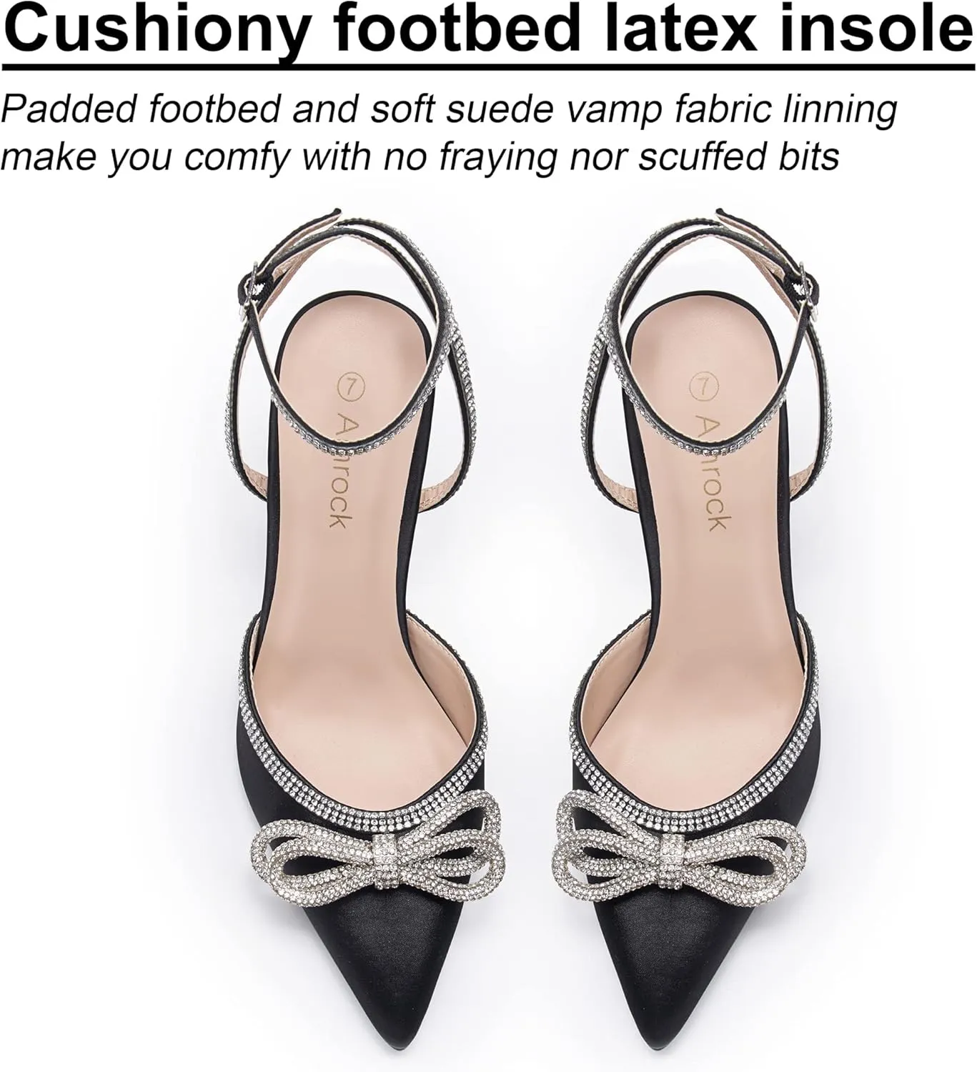 Women's Rhinestone Bow Heels Sparkly Wedding Closed Pointed Toe High Sexy Satin Stiletto Ankle Strap Pumps Bridal Dress Heeled Sandals