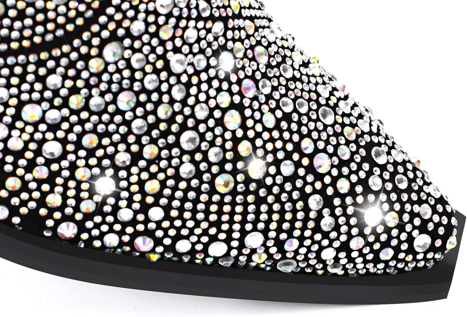 Women's Rhinestone Cowboy Ankle Booties Pointed Toe Studded Pull On Chunky Stacked Heel Cowgirl Western Boots