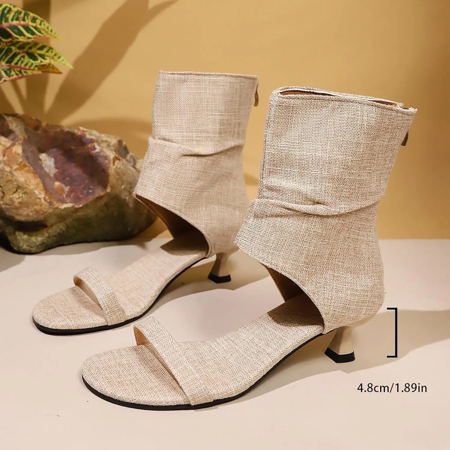 Women's Rhinestone Heeled Sandal Boots Wedge Heel Square Open Toe Side Zipper Sparkly Summer Pineapple Pearl Sandals