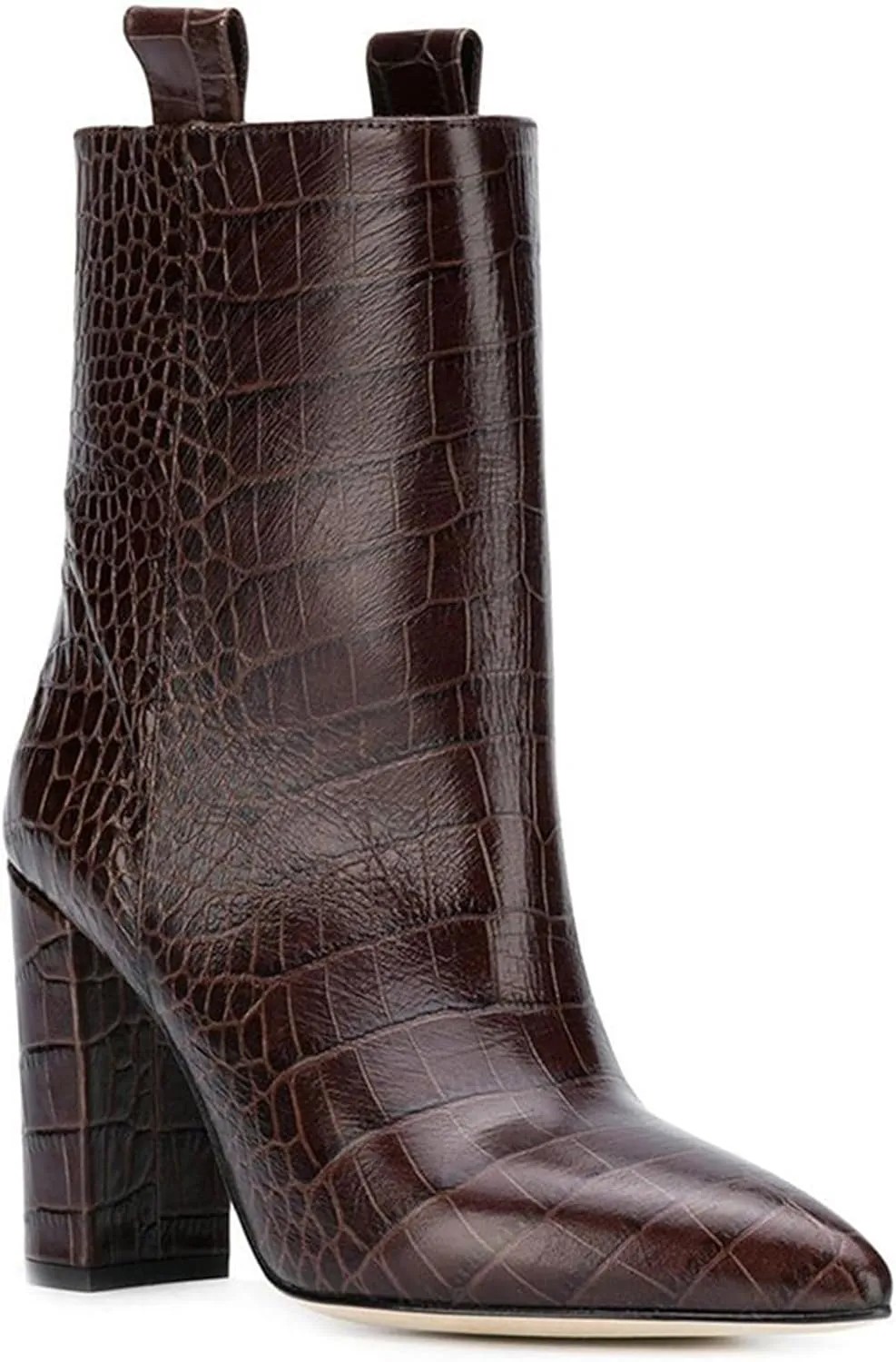 Women's Short Boots Thick High Heels Fashionable Winter Boots Crocodile Patterned Ultra-high Heels with Just One Kick