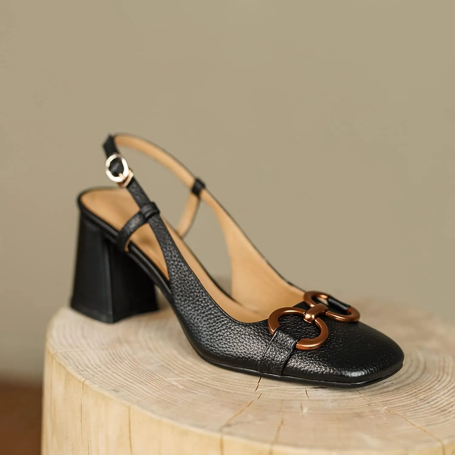 Women's Slingback Square Toe Chunky High Heels Sandals Ankle Buckle Dress Summer Pumps