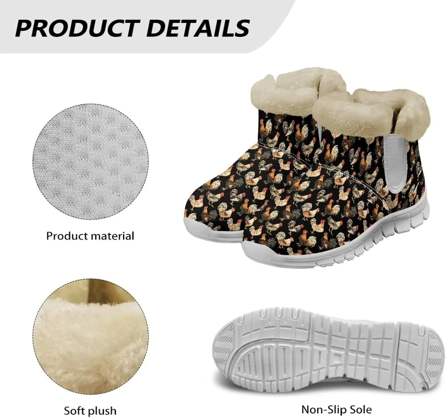Womens Snow Boots Warm Fur Lined Winter Boots Anti-slip Ankle Booties Memory Foam Lightweight Fuzzy Boots