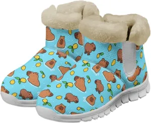Womens Snow Boots Warm Fur Lined Winter Boots Anti-slip Ankle Booties Memory Foam Lightweight Fuzzy Boots