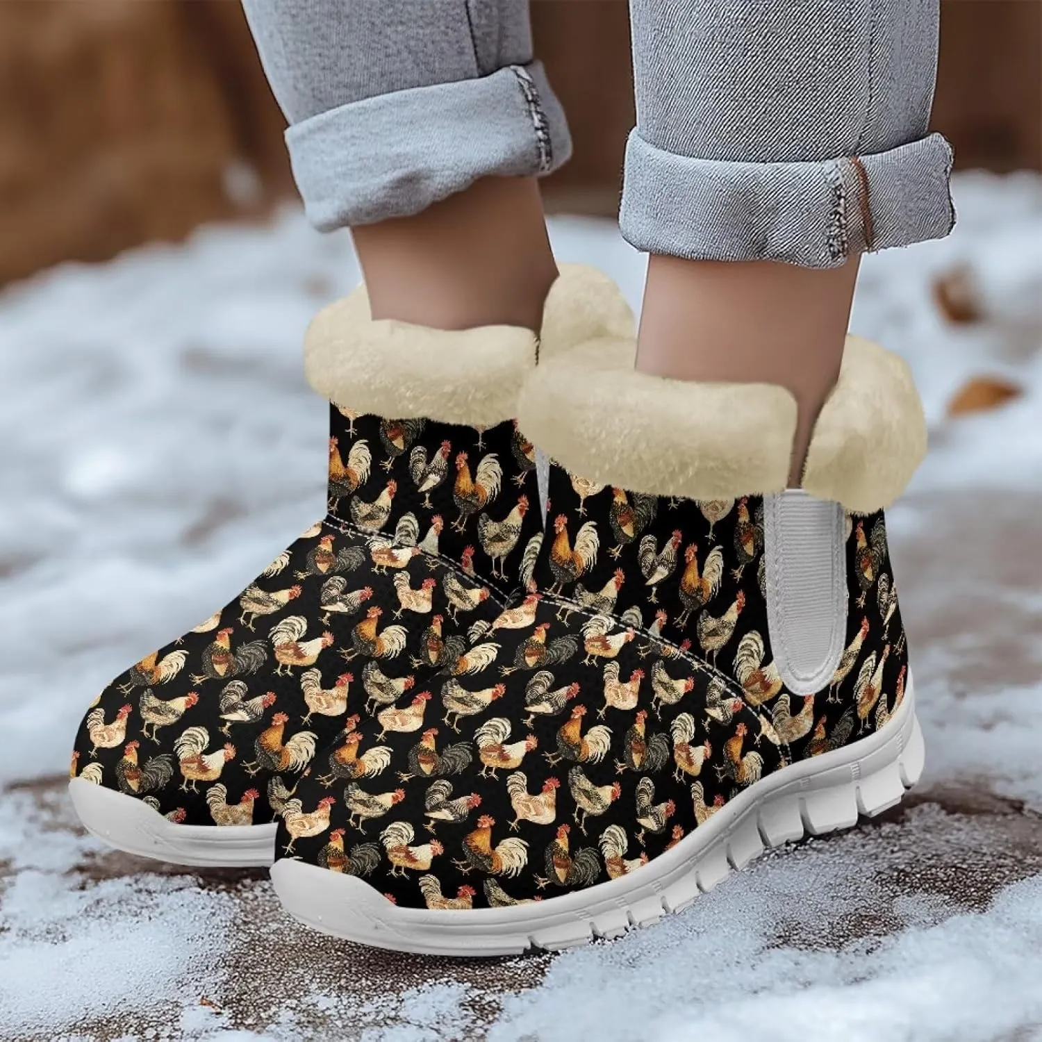 Womens Snow Boots Warm Fur Lined Winter Boots Anti-slip Ankle Booties Memory Foam Lightweight Fuzzy Boots
